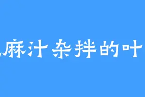 爱吃麻汁杂拌的叶小友
