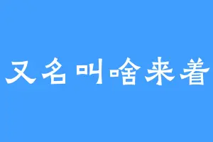 又名叫啥来着
