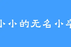 小小的无名小卒