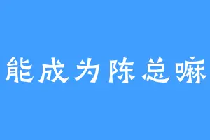 能成为陈总嘛