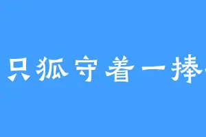 一只狐守着一捧孤