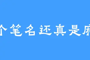 起个笔名还真是麻烦