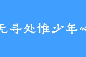 无寻处惟少年心